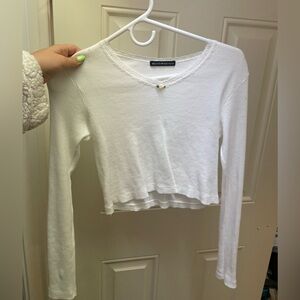 Brandy Melville white floral long sleeve blouse